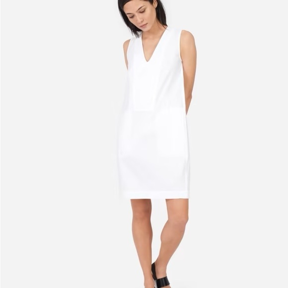 Everlane The Cotton Poplin V-Neck Tank Dress in White Size 6 - Picture 1 of 7